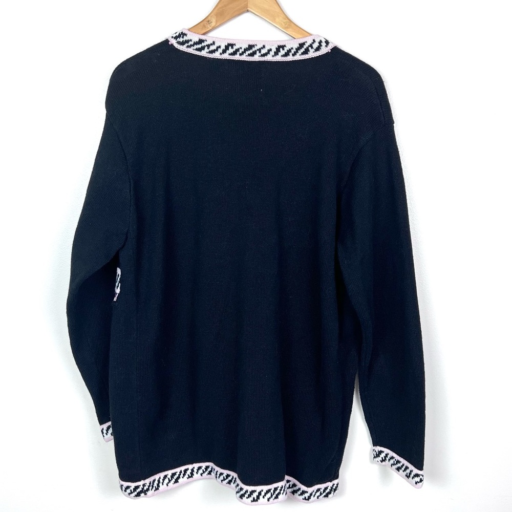 Vintage 90’s Y2K Storybook Knits Lillies Of The Night Sequin Sweater Cardigan - Picture 13 of 16